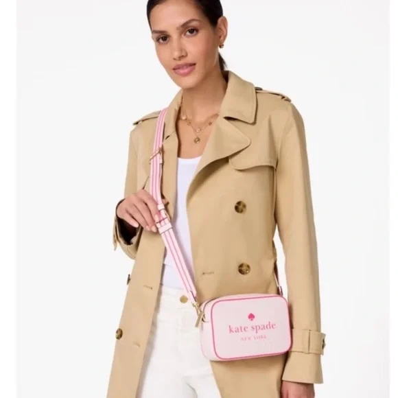 Kate Spade NEW Pink Crossbody Mini Camera Bag with Guitar Strap - Picture 2 of 16